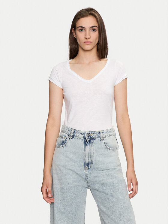 Sisley Tricou 3TNHL4007 Alb Regular Fit