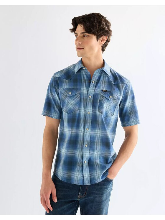 Wrangler Wrangler Koszula SS WESTERN SHIRT Niebieski Regular Fit