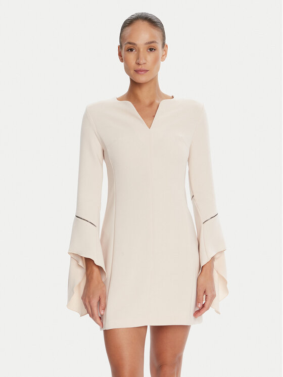 Rinascimento Rinascimento Koktel haljina CFC0126187003 Bež Slim Fit