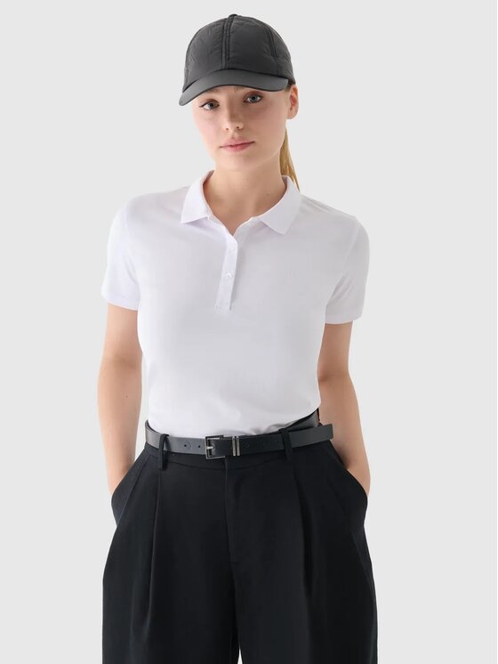 4F 4F Polo 4FWMM00TPTSF317-10S Biały Slim Fit
