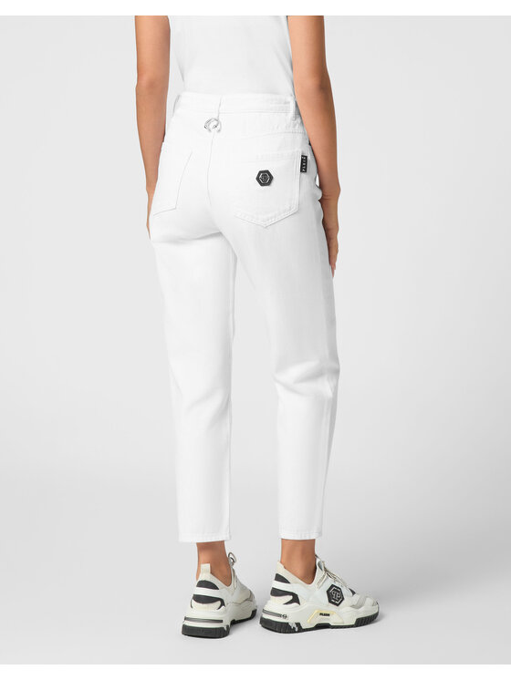 PHILIPP PLEIN PHILIPP PLEIN Jeansy 21705 Bílá Mom Fit