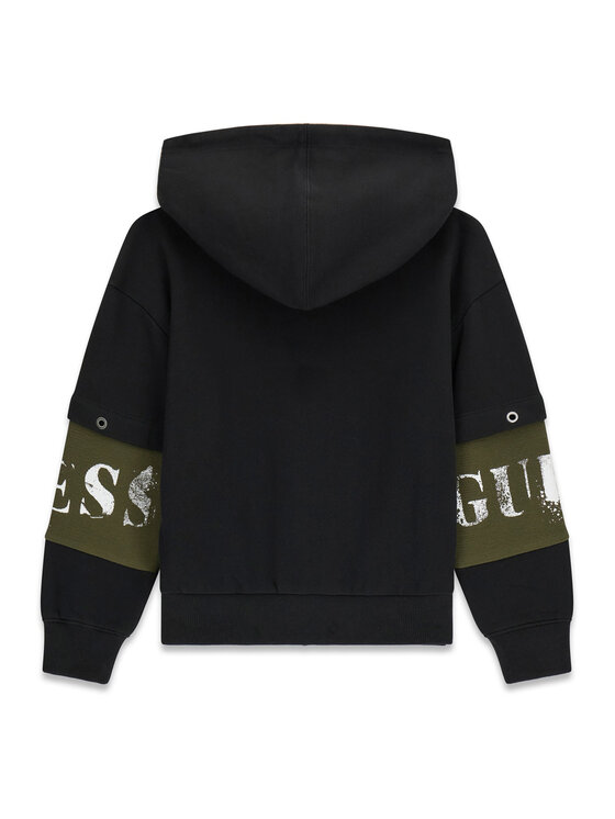 Guess Guess Džemperis ar kapuci L6BQ17 K8045 Melns Regular Fit