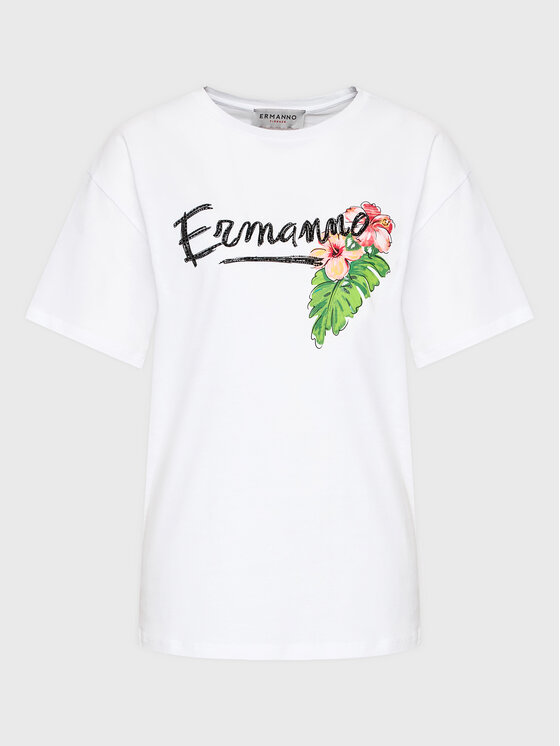 Ermanno Firenze T-shirt D42EL036EK8 Bijela Regular Fit