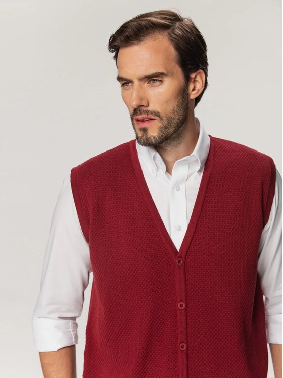 Willsoor Willsoor Kamizelka 71876 Bordowy Regular Fit