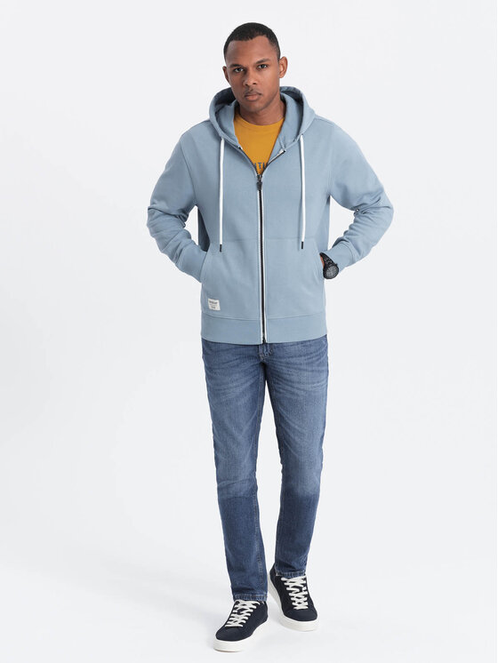 Ombre Ombre Mikina OM-SSBZ-0178 Modrá Classic Fit