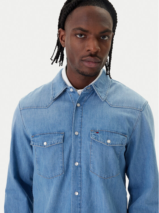 Tommy Jeans Tommy Jeans džínová košile Western DM0DM23029 Modrá Regular Fit