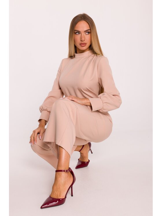 Made of Emotion Made of Emotion Kombinezon M879 Beżowy Modern Fit