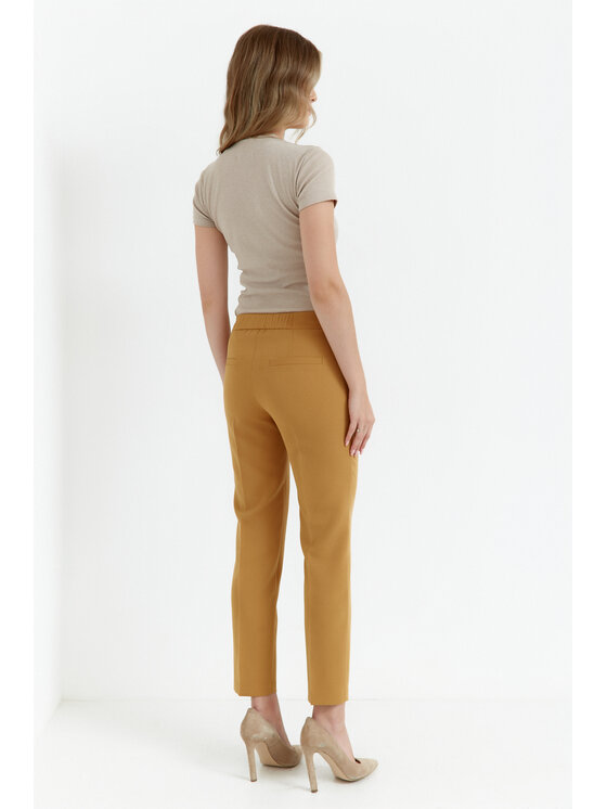 Makover Makover Spodnie damskie K055 Żółty Regular Fit