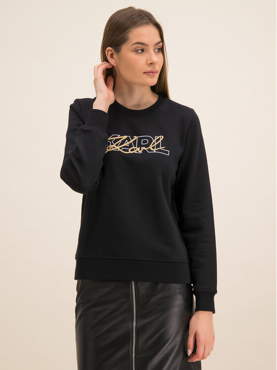 KARL LAGERFELD KARL LAGERFELD Sweater Double Logo 96KW1814 Fekete Regular Fit