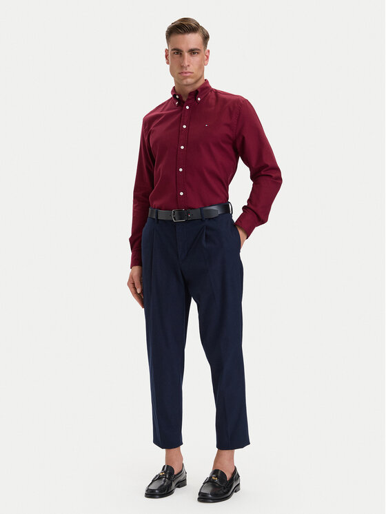 Tommy Hilfiger Tommy Hilfiger Πουκάμισο Flannel Solid MW0MW40469 Μπορντό Regular Fit
