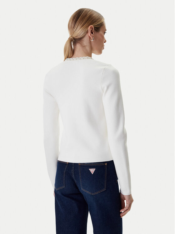 Guess Guess Strickjacke W6RR42 Z4422 Écru Regular Fit