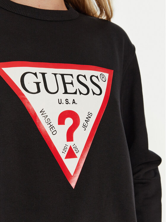 Guess Guess Μπλούζα W2YQ16 KBA11 Μαύρο Regular Fit