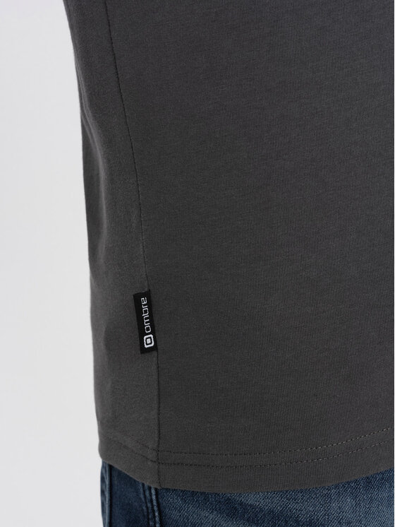 Ombre Ombre Longsleeve OM-LSBL-0106 Szary Regular Fit
