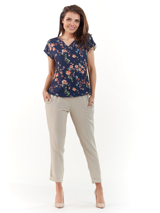 Awama Awama Blusa L067 Blu scuro Basic Fit