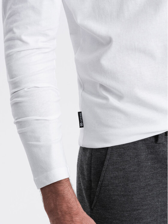 Ombre Ombre Longsleeve OM-LSBL-0108 Biały Classic Fit