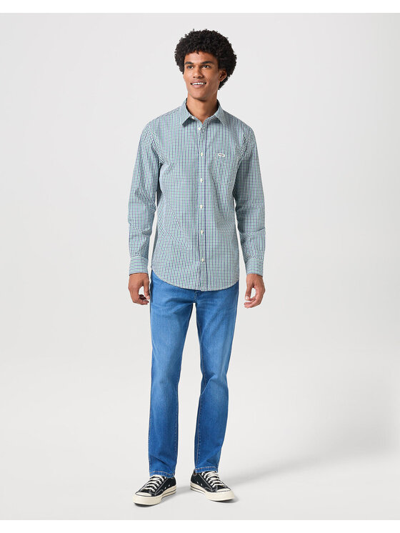 Wrangler Wrangler Koszula LS 1 PKT SHIRT Niebieski Regular Fit