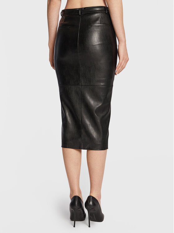 Babylon Babylon Műbőr szoknya R_E00164 Fekete Slim Fit