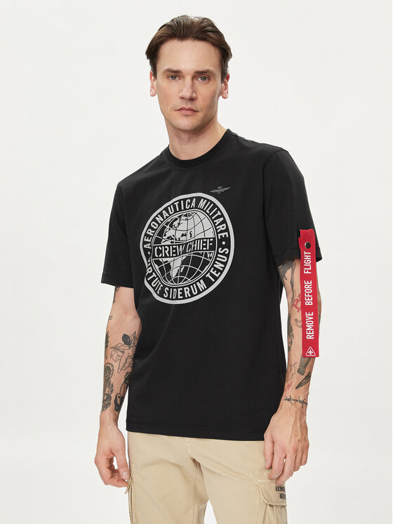 Aeronautica Militare Tricou 241TS2208J635 Negru Regular Fit