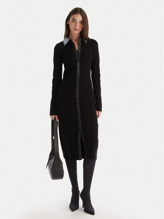 Patrizia Pepe Patrizia Pepe Плетена рокля 2A2982 K215 Черен Regular Fit