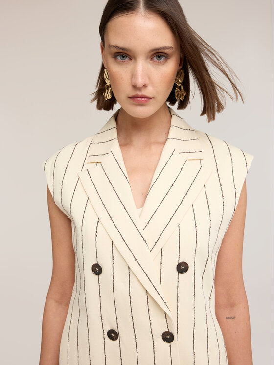 Motivi Motivi Gilet L013Q000075N0S1 Crema Regular Fit