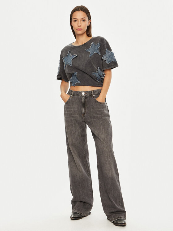 One Teaspoon One Teaspoon T-Shirt Denim Star 26858 Šedá Relaxed Fit