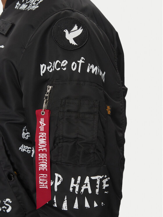 Alpha Industries Alpha Industries Μπόμπερ μπουφάν MA-1 Peace 156136 Μαύρο Regular Fit