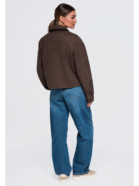 Ombre Ombre Kurtka przejściowa OW-JANP-0140 Brązowy Relaxed Fit