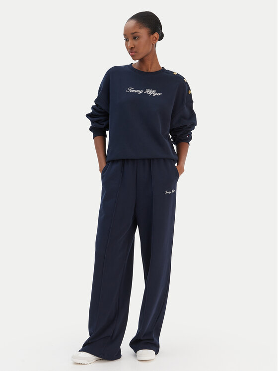 Tommy Hilfiger Tommy Hilfiger Pantaloni trening Script WW0WW48784 Bleumarin Relaxed Fit