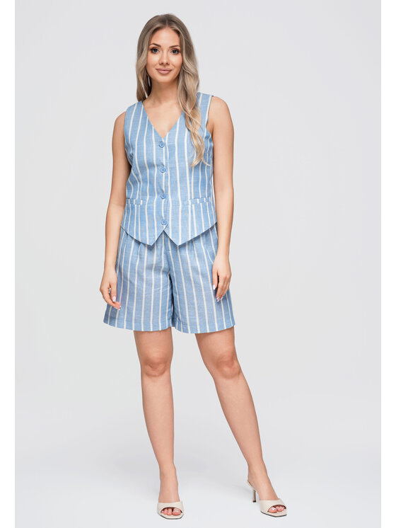 Ombre Ombre Kamizelka OW-VE-E0008 Niebieski Slim Fit