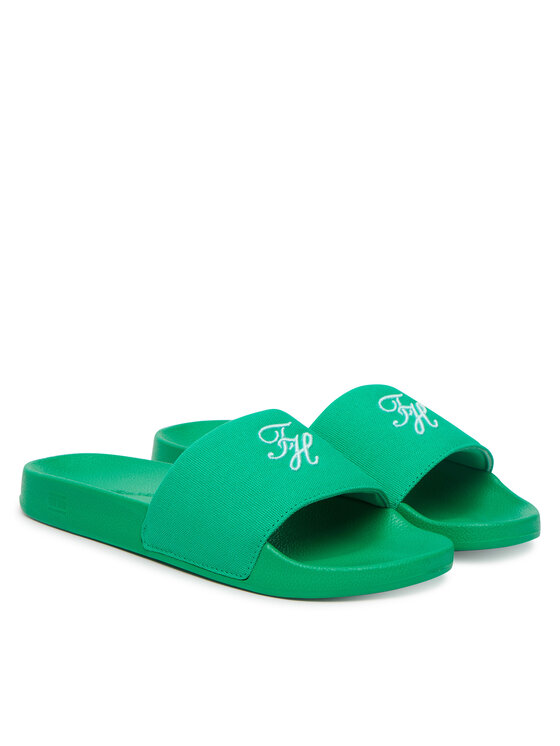Tommy Hilfiger Tommy Hilfiger Natikače Th Script Pool Slide FW0FW09286 Zelena