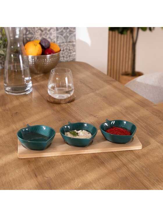 MIAhome MIAhome Zestaw do przekąsek z tacą Yucatan 32 cm Zielony