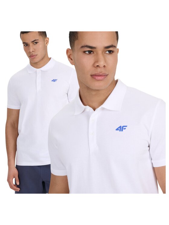 4F 4F Polokošeľa 4FWSS25TPTSM704-10S Biela Regular Fit