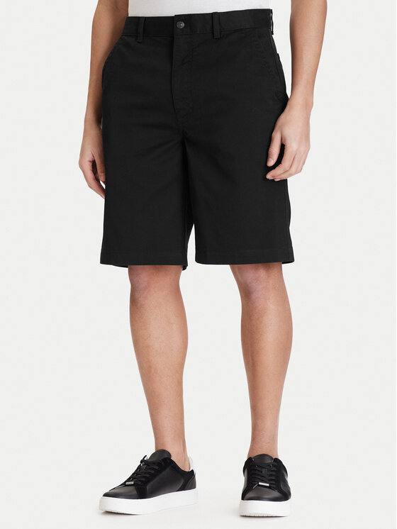 Calvin Klein Jeans Pantalon scurți din material 90s LV04RD603G Negru Baggy Fit