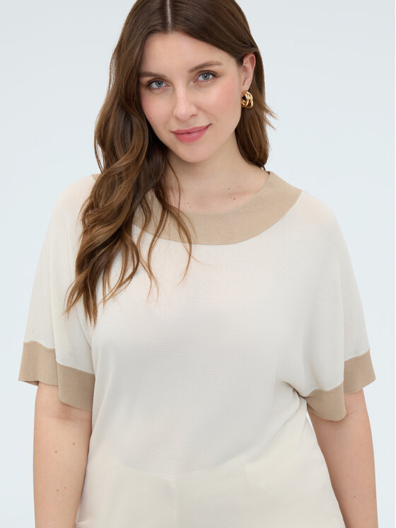 Fiorella Rubino Fiorella Rubino Sweter M240L008519N002 Kremowy Boxy Fit
