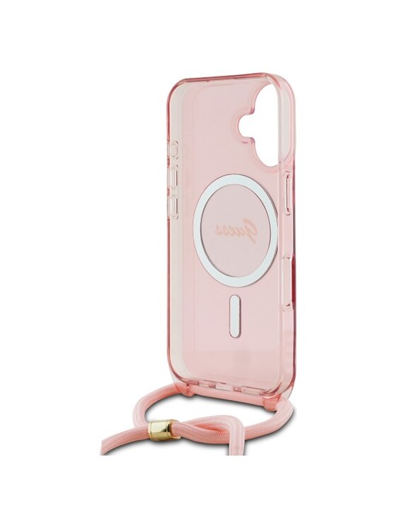 Guess Guess Etui na telefon Crossbody Cord Script Różowy