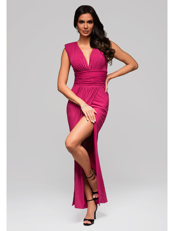 Ombre Ombre Sukienka wieczorowa LA-OM-DLR084 Różowy Regular Fit