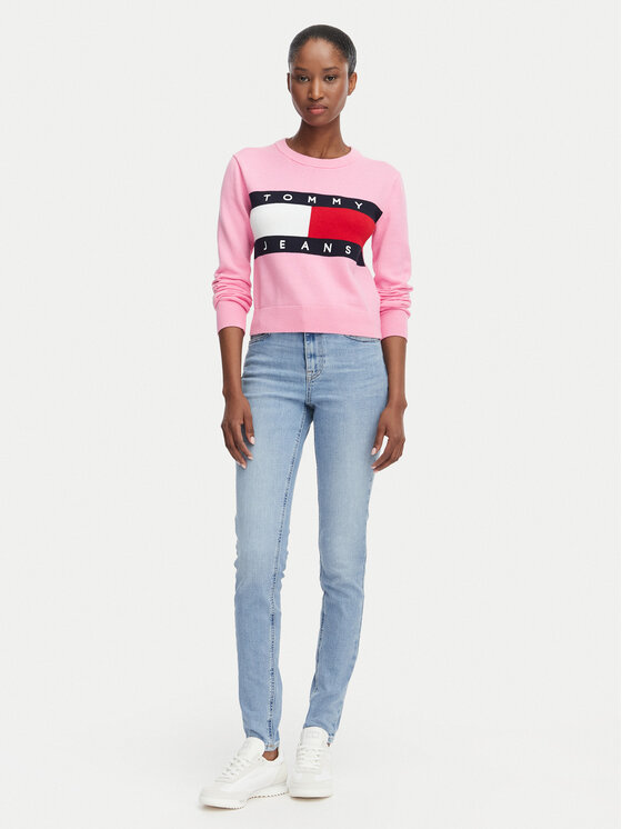 Tommy Jeans Tommy Jeans Пуловер Flag DW0DW22930 Светлорозов Regular Fit