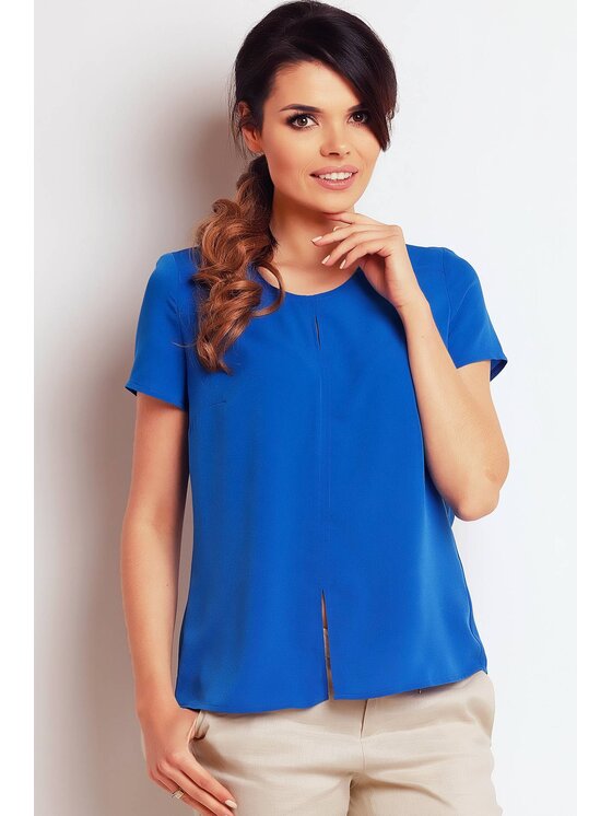 Awama Awama Bluzka A138 Niebieski Basic Fit