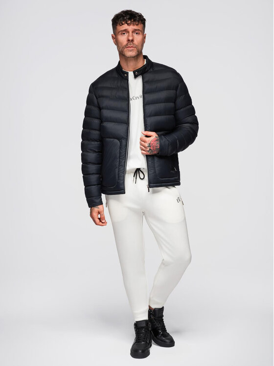 Ombre Ombre Kurtka zimowa OM-JALP-0261 Czarny Regular Fit