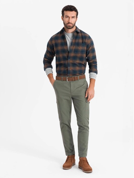 Ombre Ombre Košile OM-SHCS-0150 Oranžová Regular Fit