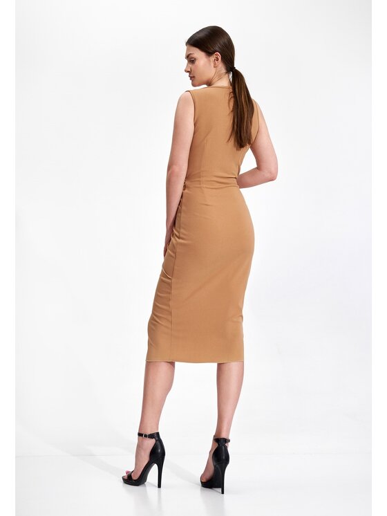 FIGL FIGL Šaty M858 Béžová Slim Fit