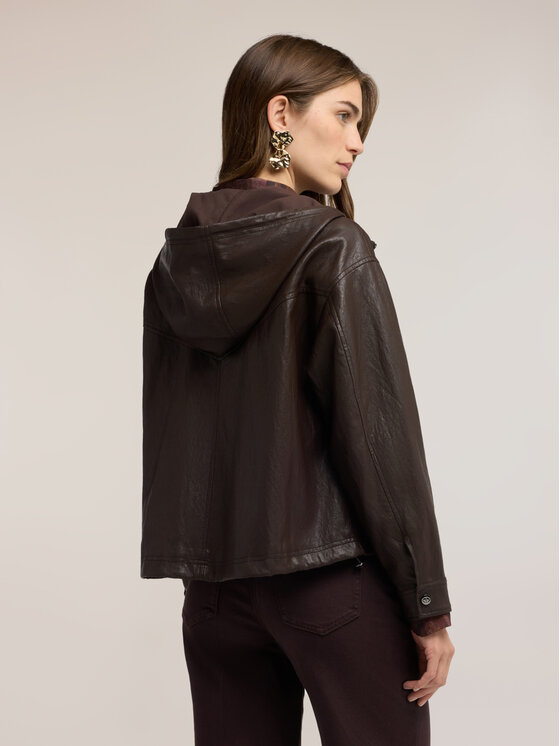 Motivi Motivi Giacca in similpelle R016W000186N032 Marrone Boxy Fit