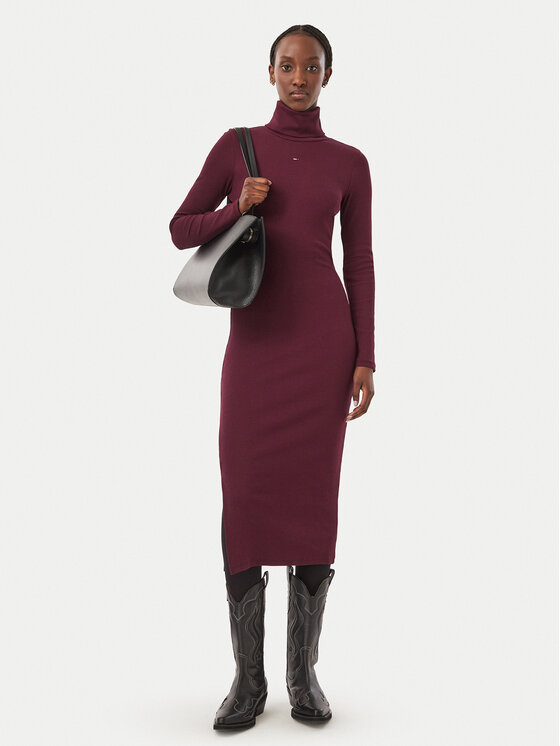 Tommy Jeans Tommy Jeans Trikotažinė suknelė Bodycon DW0DW23320 Violetinė Slim Fit