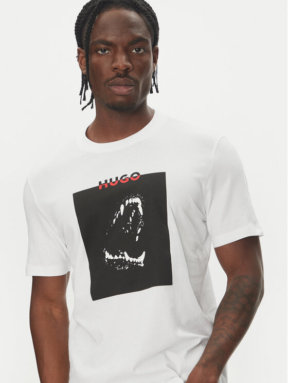 HUGO HUGO Тишърт Dobero 50542734 Бял Regular Fit