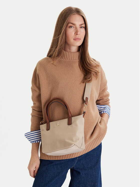 Tommy Hilfiger Tommy Hilfiger Дамска чанта Popette Mini Tote AW0AW17709 Кафяв