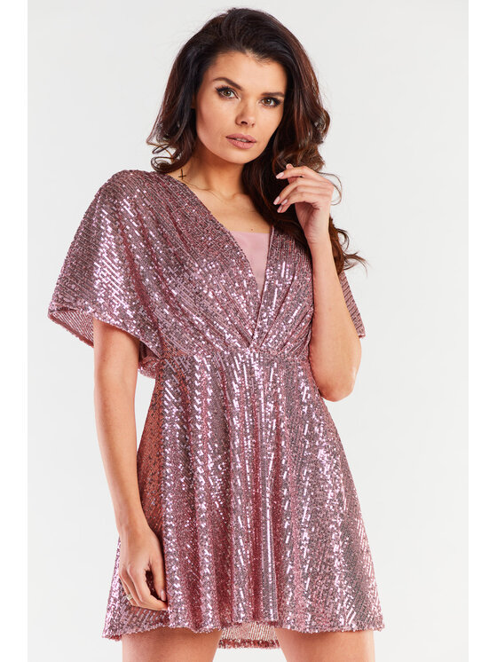 Awama Awama Sukienka wieczorowa A488 Różowy Basic Fit