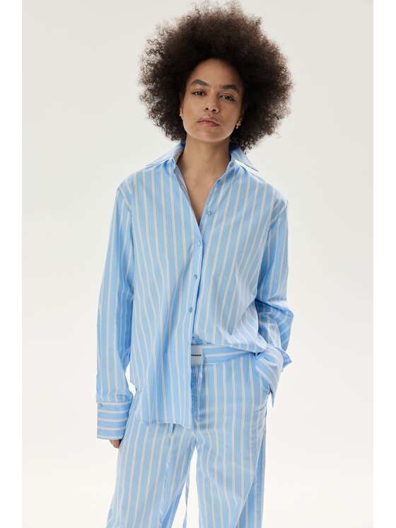 Laretaggio Laretaggio Koszula ROSSANO STRIPED SHIRT IN BLUE Biały Oversize