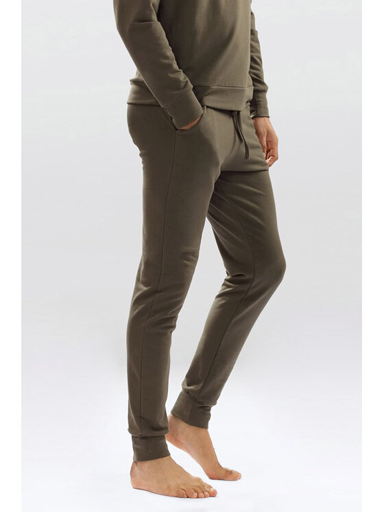 DKaren Lingerie DKaren Lingerie Spodnie dresowe Justin Męske Khaki Classic Fit