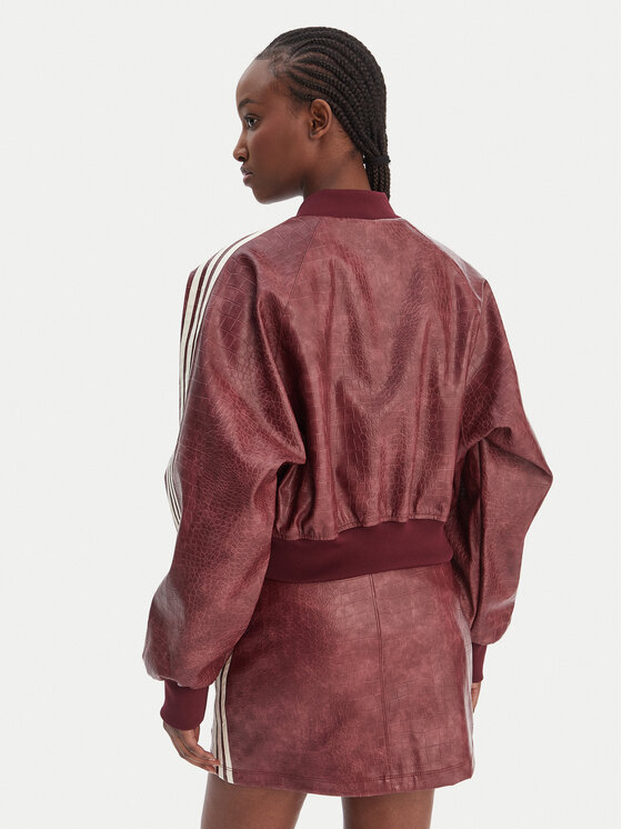 adidas adidas Jakna iz umetnega usnja Pleather KD8792 Bordo rdeča Oversize