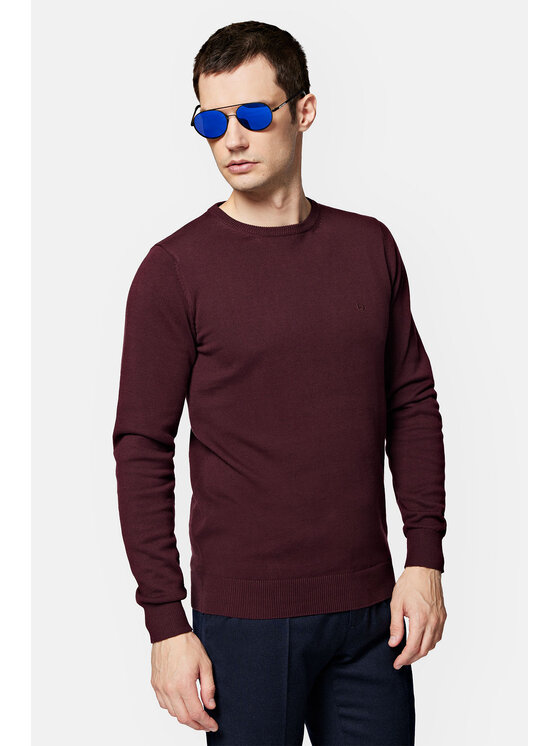 Lancerto Lancerto Sweter Tony SW073223000080 Bordowy Regular Fit